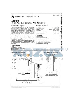 ADC1242CIJ datasheet - 12-Bit Plus Sign Sampling A/D Converter