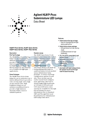 HLMP-6405-J0000 datasheet - Subminiature LED Lamps