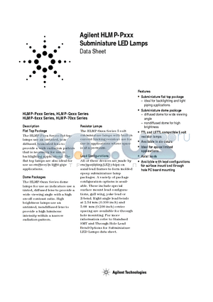 HLMP-6405 datasheet - Subminiature LED Lamps