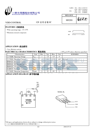 M9280 datasheet - VDD CONTROL