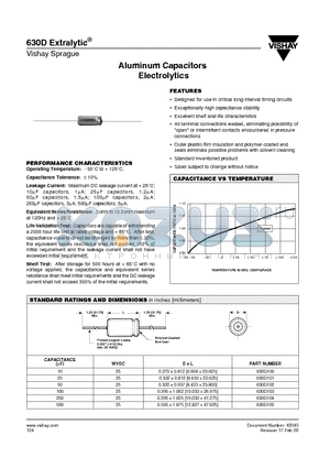 630D datasheet - Aluminum Capacitors Electrolytics