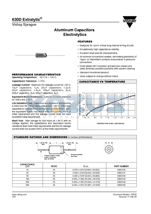 630D105 datasheet - Aluminum Capacitors Electrolytics