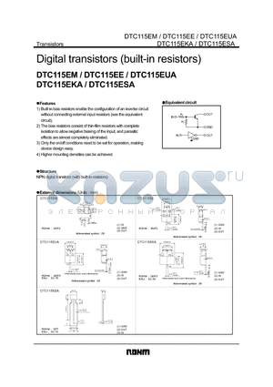 DTC115EKA datasheet - Digital transistors (built-in resistors)