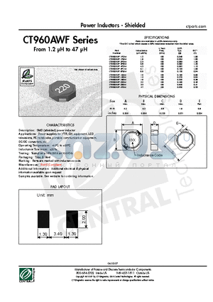 CT960AWF-220M datasheet - Power Inductors - Shielded