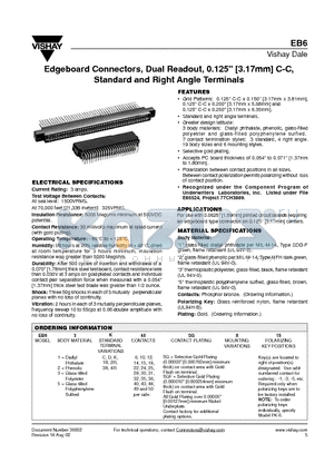 EB65K30 datasheet - Edgeboard Connectors, Dual Readout, 0.125