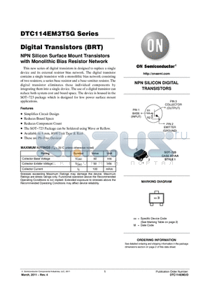 DTC115EM3T5G datasheet - Digital Transistors