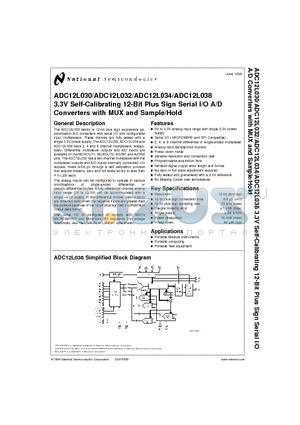 ADC12L030CIWM datasheet - 3.3V Self-Calibrating 12-Bit Plus Sign Serial I/O A/D Converters with MUX and Sample/Hold