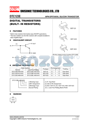DTC123EL-AL3-6-R datasheet - DIGITAL TRANSISTORS (BUILT- IN RESISTORS)