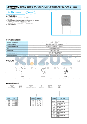 630MPH104HY7 datasheet - METALLIZED POLYPROPYLENE FILM CAPACITORS