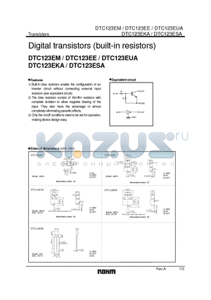 DTC123EM datasheet - Digital transistors (built-in resistors)