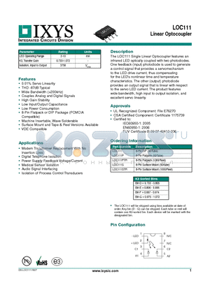LOC111P datasheet - Linear Optocoupler