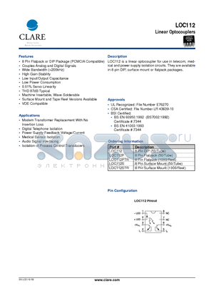 LOC112PTR datasheet - Linear Optocouplers