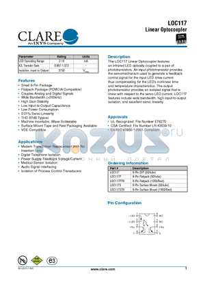 LOC117 datasheet - Linear Optocoupler