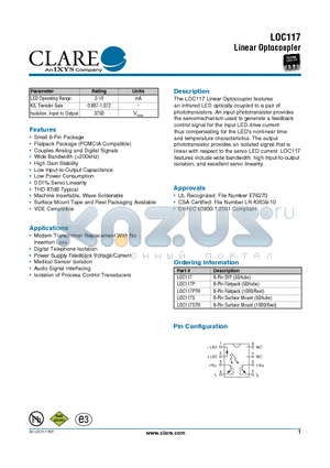 LOC117S datasheet - Linear Optocoupler