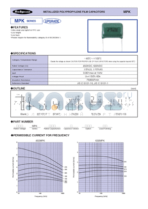 630MPK154 datasheet - METALLIZED POLYPROPYLENE FILM CAPACITORS