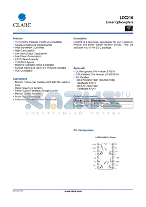 LOC210PTR datasheet - Linear Optocouplers