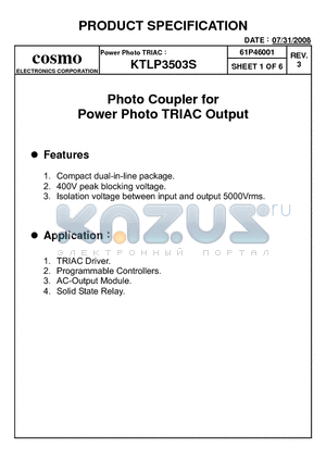 KTLP3503S datasheet - Compact dual-in-line package