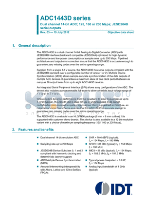 ADC1443D125HD datasheet - Dual channel 14-bit ADC; 125, 160 or 200 Msps; JESD204B serial outputs