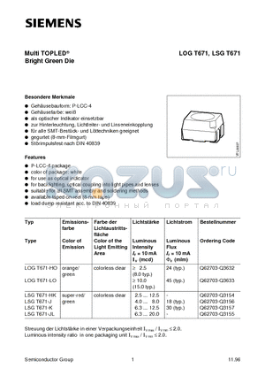 LOGT671 datasheet - Multi TOPLED Bright Green Die