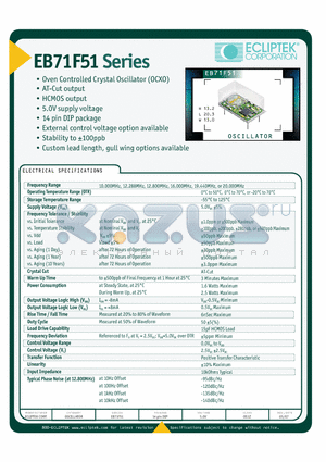 EB71F51D10AV2-20.000M-G datasheet - OSCILLATOR