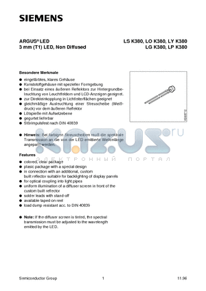 LOK380-P datasheet - ARGUS LED 3 mm T1 LED, Non Diffused