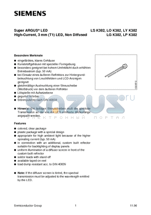LOK382-R datasheet - Super ARGUS LED High-Current, 3 mm T1 LED, Non Diffused