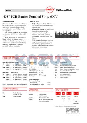 63111-58 datasheet - 438 PCB Barrier Terminal Strip, 600V