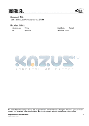 IC62LV1024AL-55Q datasheet - 128K x 8 Ultra Low Power and Low VCC SRAM