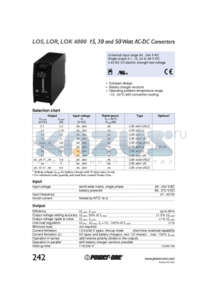 LOK4601-2R datasheet - 15, 30 and 50 Watt AC-DC Converters