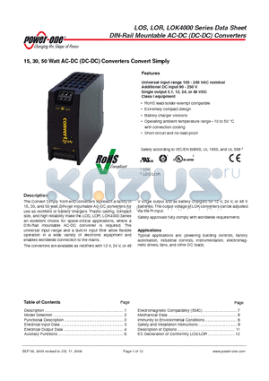 LOK4601-2RLD datasheet - DIN-Rail Mountable AC-DC (DC-DC) Converters