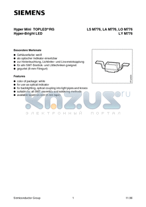 LOM776-PS datasheet - Hyper Mini TOPLED RG Hyper-Bright LED