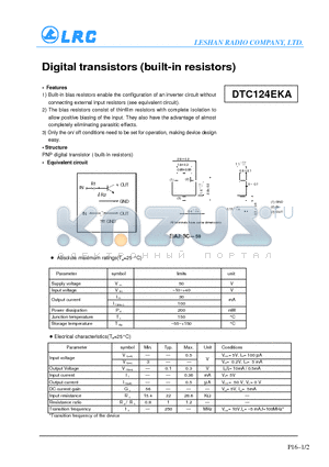 DTC124EKA datasheet - Digital transistors(built-in resistors)