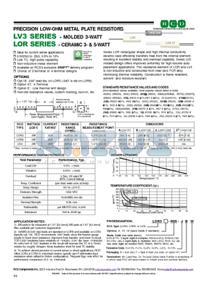 LOR3-R0025-G datasheet - PRECISION LOW-OHM METAL PLATE RESISTORS