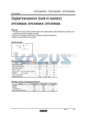 DTC124GSA datasheet - Digital transistors (built-in resistor)