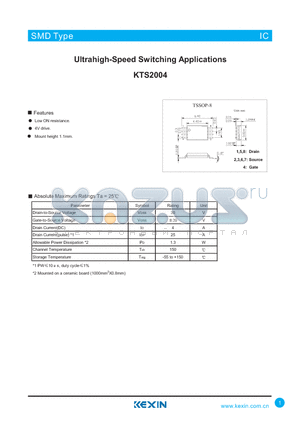 KTS2004 datasheet - Ultrahigh-Speed Switching Applications
