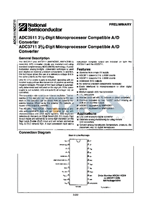 ADC3511CCN datasheet - 3 1/2 DIGIT MICROPROCESSOR COMPATIBLE A/D