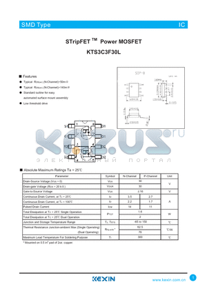 KTS3C3F30L datasheet - STripFET TM Power MOSFET