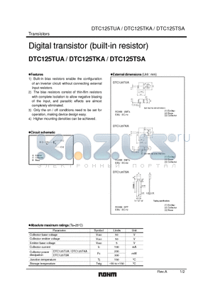DTC125TKA datasheet - Digital transistor (built-in resistor)
