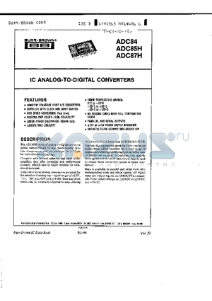 ADC85H-12 datasheet - IC ANALOGE-TO-DIGITAL CONVERTERS