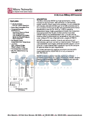ADC87H datasheet - 12-bit, 8 Usec Military A/D Converter
