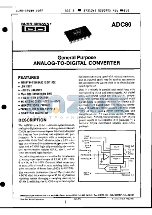 ADC80AG-10 datasheet - GENERAL PURPOSE ANALOG-TO-DIGITAL CONVERTER