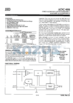 ADC908BX datasheet - CMOS MICROPROCESSOR - COMPATIBLE FAST 8 - BIT A/D CONVERTER