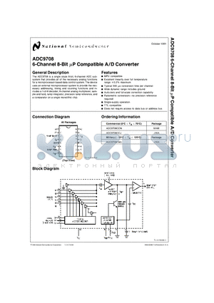 ADC9708 datasheet - 6-Channel 8-Bit uP Compatible A/D Converter