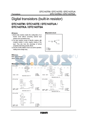 DTC143TE datasheet - Digital transistors (built-in resistor)