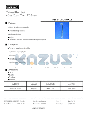 6324-15SURC-S400-A5 datasheet - 4.6mm Round Type LED Lamps