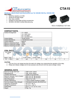 CTA151US12VDC datasheet - CIT SWITCH