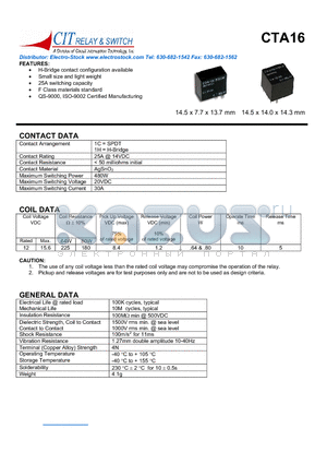 CTA161HC12VDC.64 datasheet - CIT SWITCH