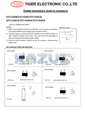 DTC143XKA datasheet - Digital transistors (built-in resistors)