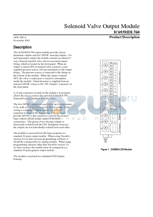 IC693MDL760 datasheet - Solenoid Valve Output Module