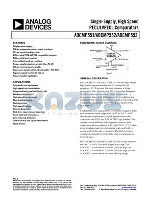 ADCMP551_0410 datasheet - Single-Supply, High Speed PECL/LVPECL Comparators